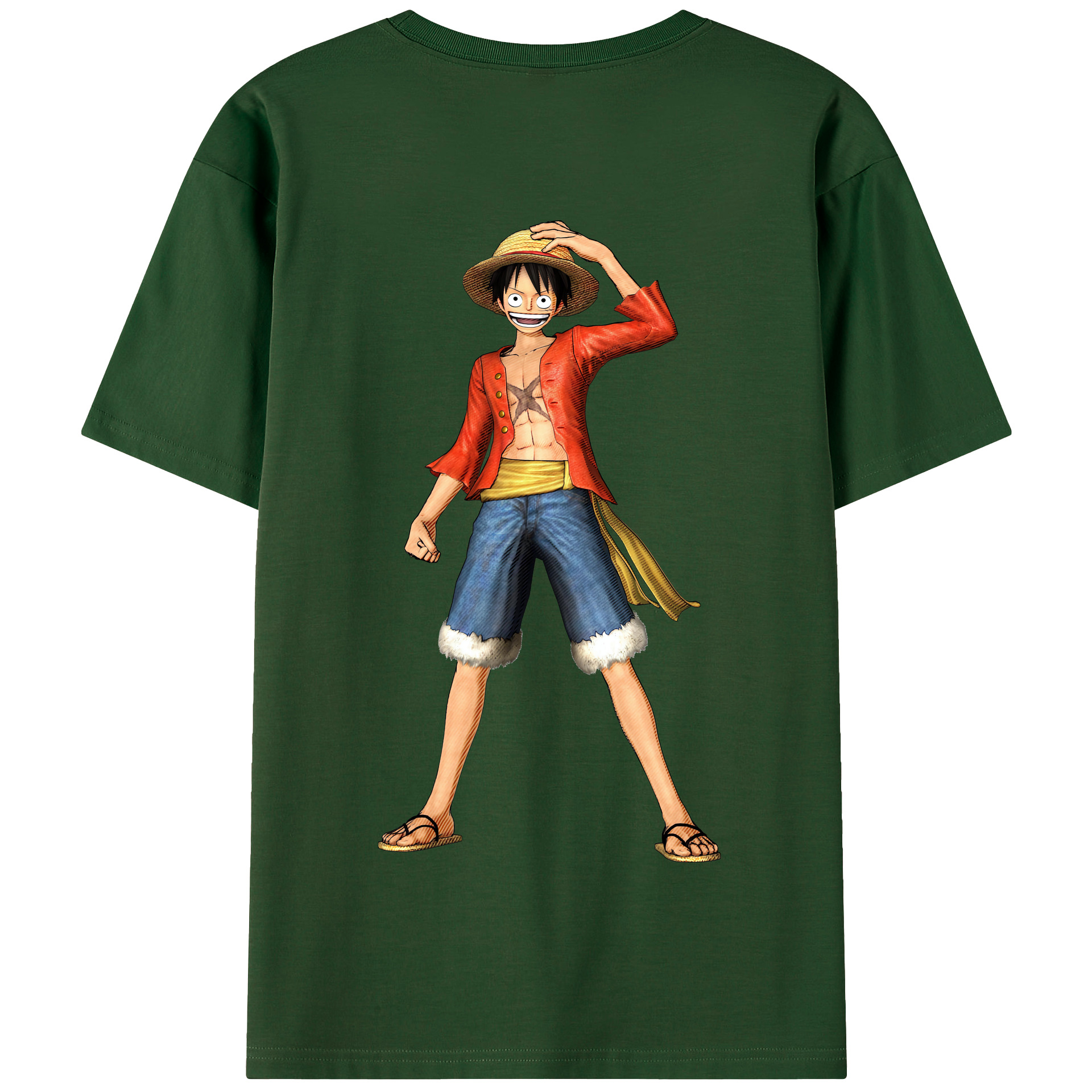 ワンピース モンキー・D・ルフィ ONE PIECE Monkey D. Luffy 綿100％半袖Tシャツ（背面プリント）